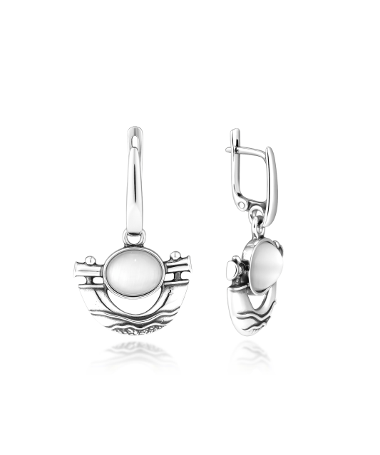 Sterling silver earrings with cats eye stone