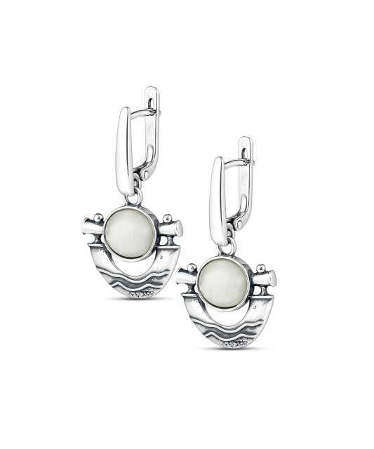 Sterling silver earrings with cats eye stone