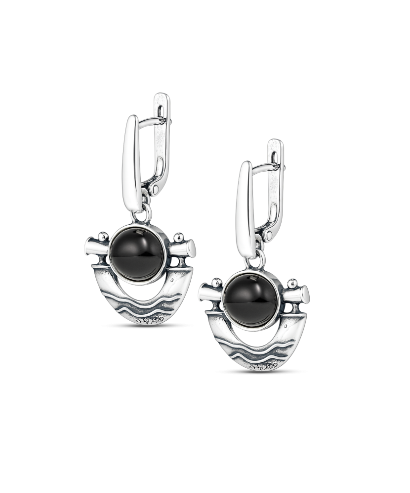 Sterling silver earrings with onyx