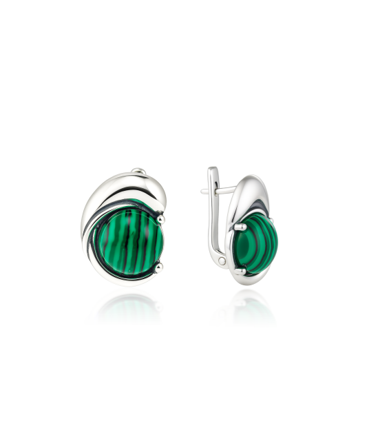 Sterling silver earrings with malachite