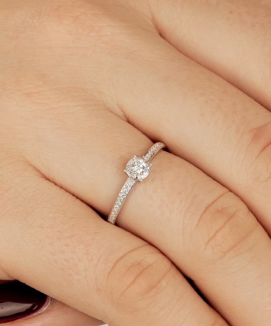 White gold ring with diamonds