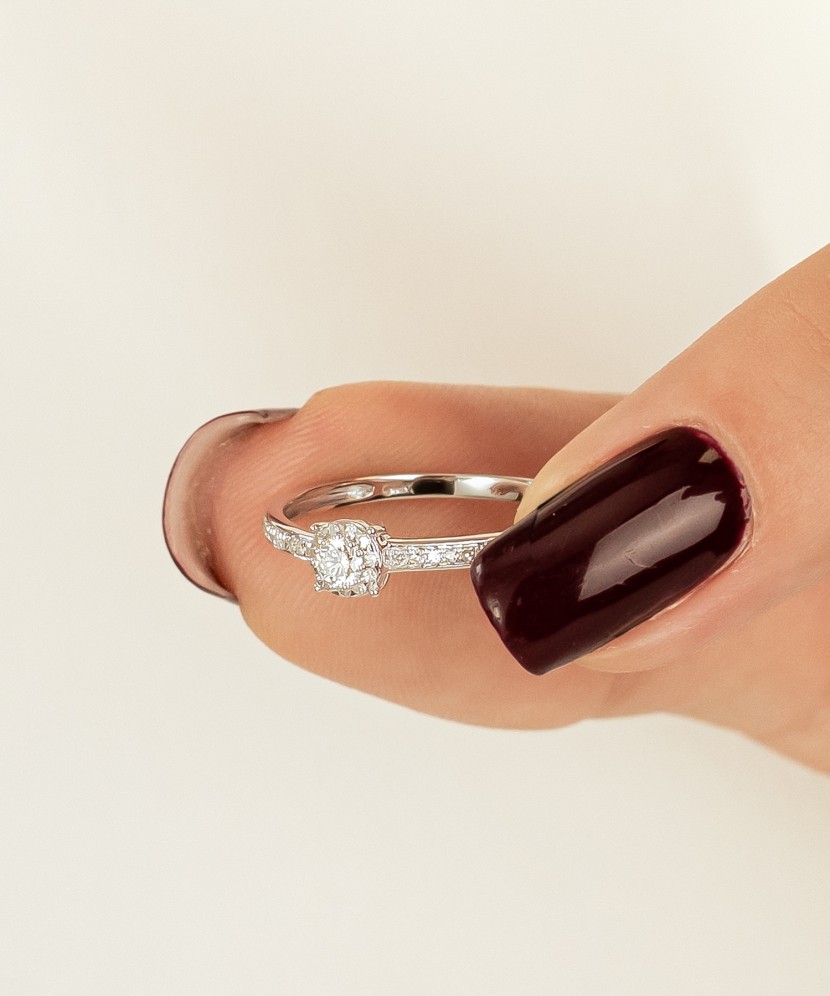 White gold ring with diamonds