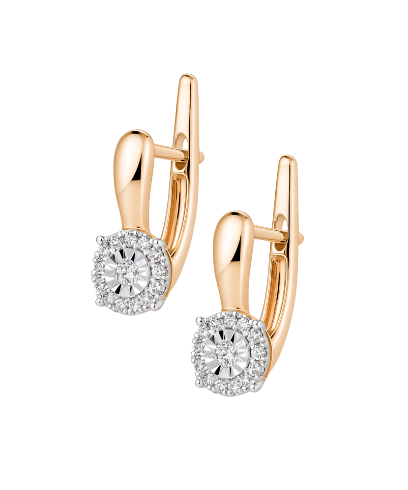 Gold earrings with diamonds
