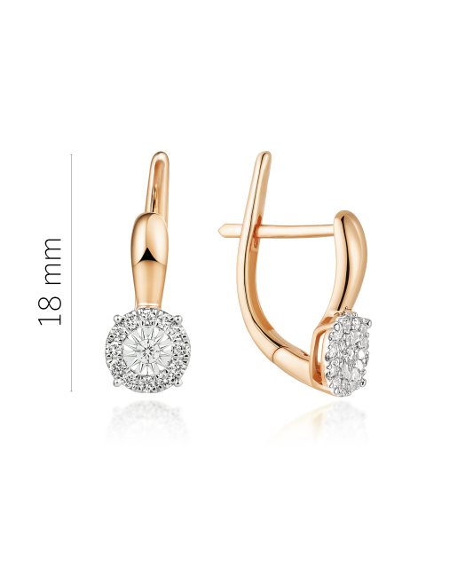 Gold earrings with diamonds