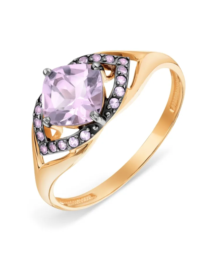 Gold ring with amethysts and zircons