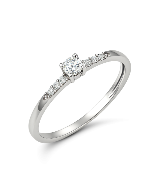 Кольцо из белого золота с цирконами