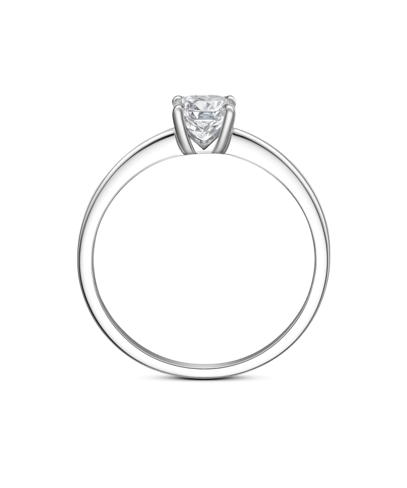 White gold ring with zircons