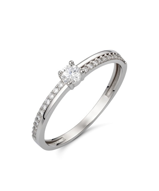 Кольцо из белого золота с цирконами