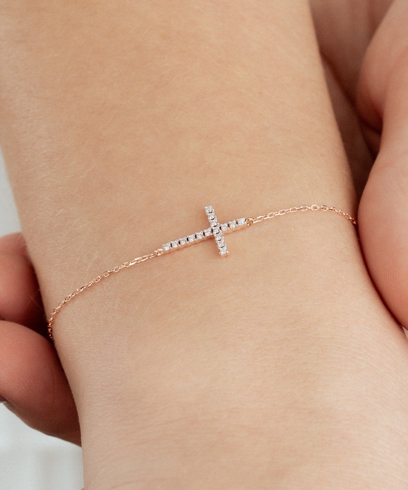Gold bracelet with diamonds “Cross”