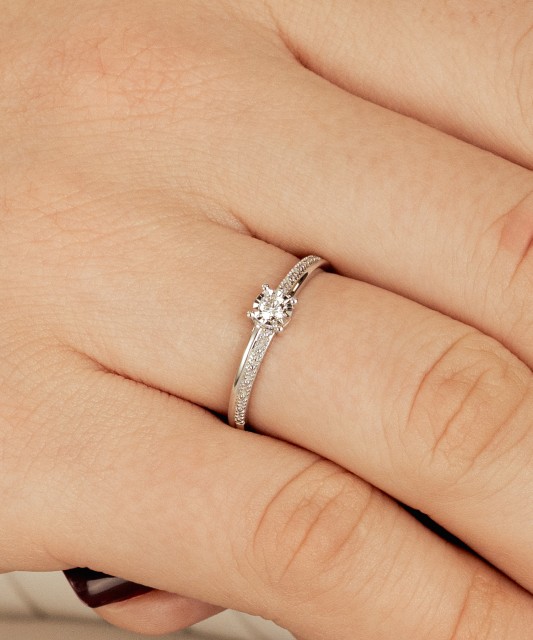 White gold ring with diamonds