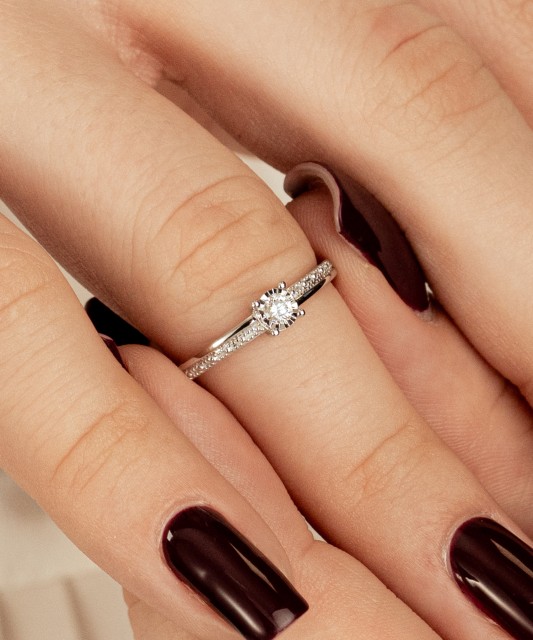 White gold ring with diamonds