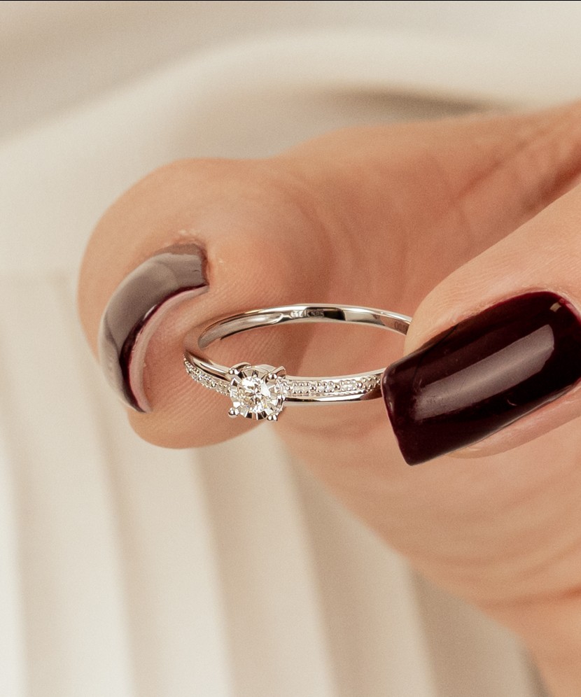 White gold ring with diamonds