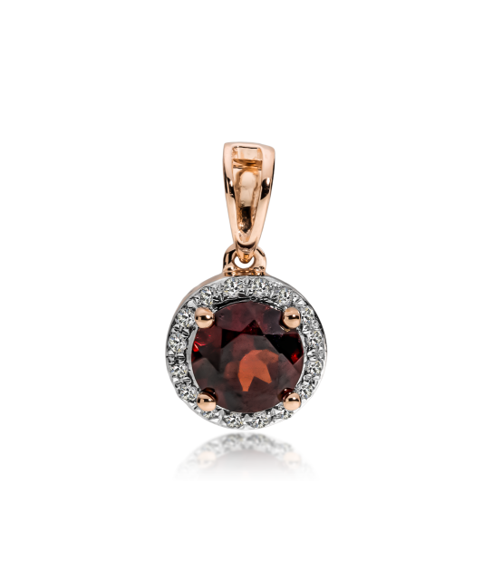 Gold pendant with garnet and diamonds