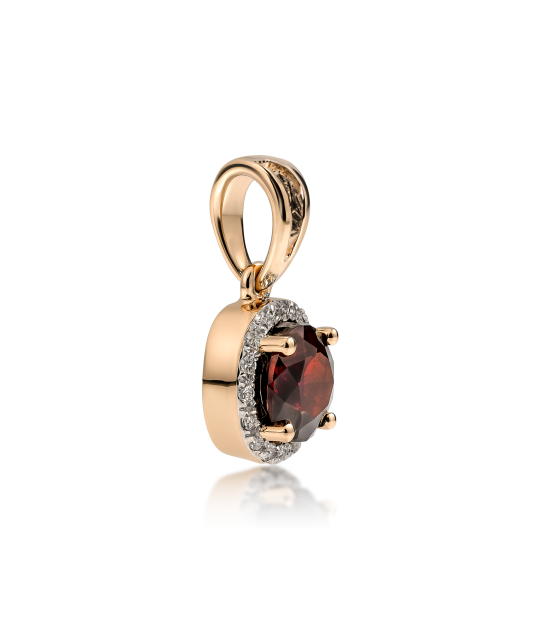 Gold pendant with garnet and diamonds