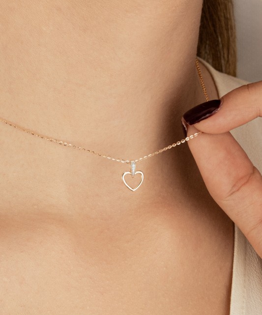 Золотой подвеска с алмазами "Сердечко"