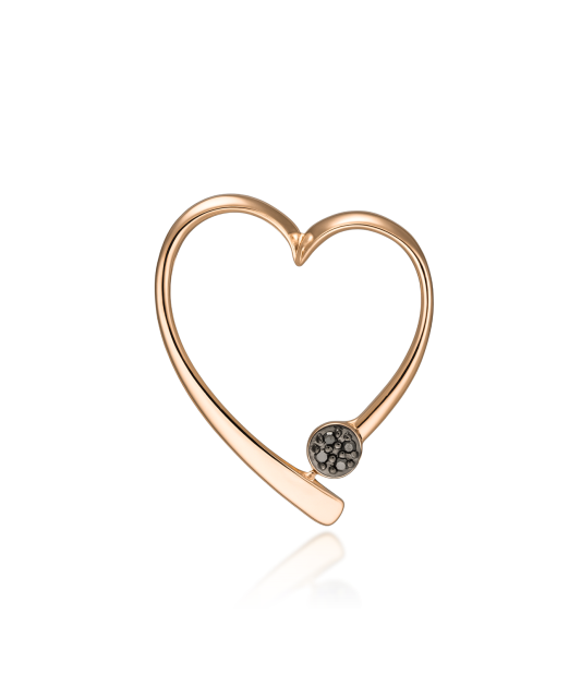 Gold pendant with black diamonds “Heart”