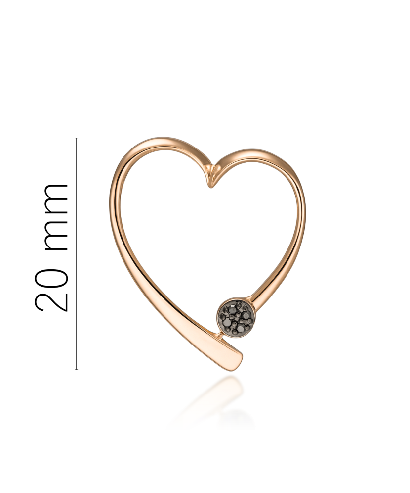 Gold pendant with black diamonds “Heart”