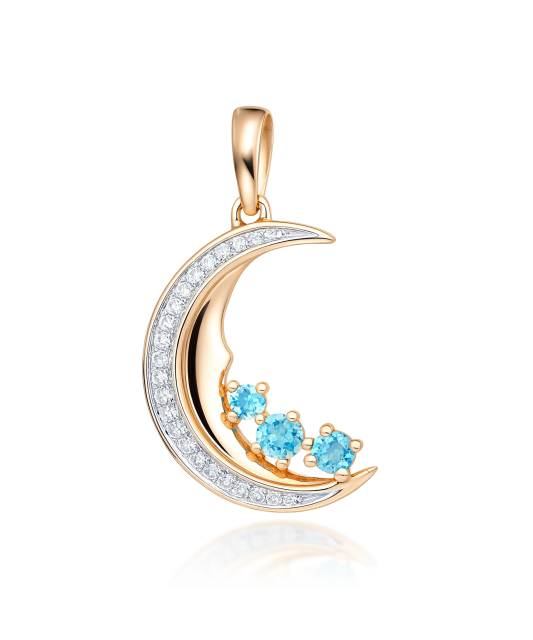 Gold pendant with London topazes, topazes and diamonds “Moon”