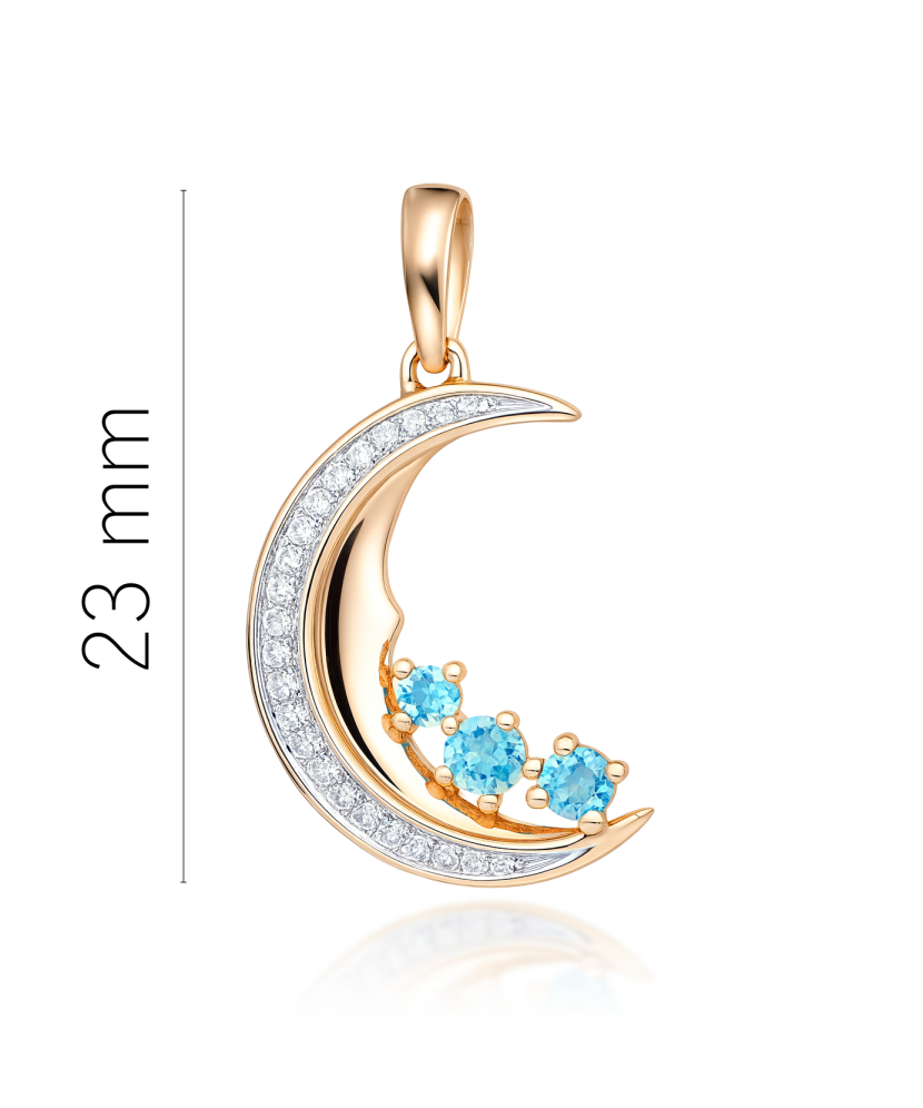 Gold pendant with London topazes, topazes and diamonds “Moon”