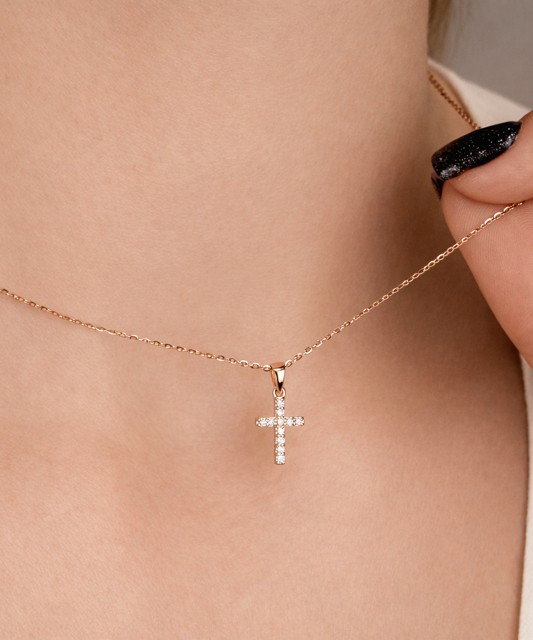 Gold pendant with diamonds "Cross"
