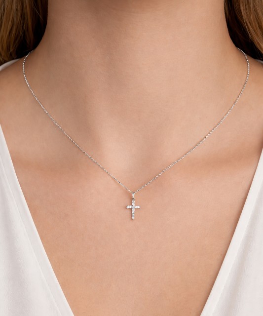 White gold pendant with diamonds "Cross"