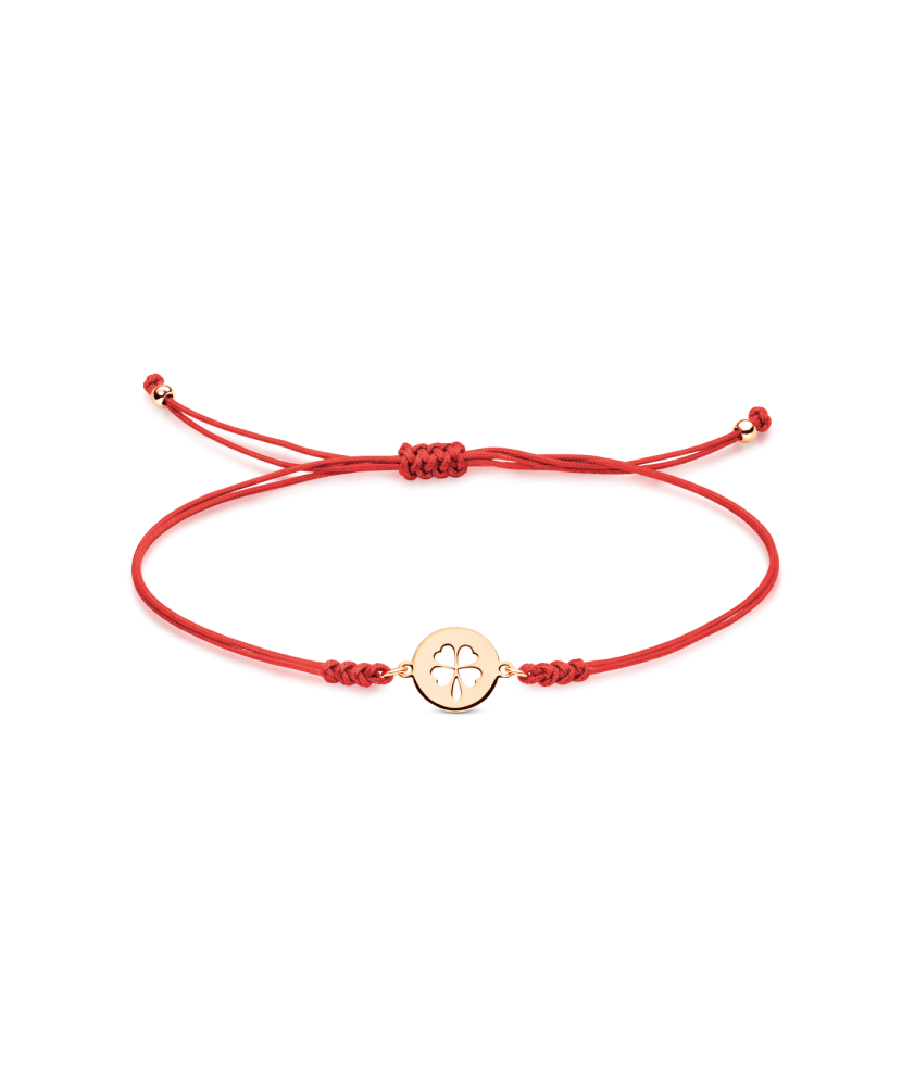 Red string bracelet with gold zirconia pendant