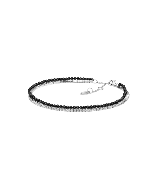 Onyx bracelet with zircons and silver