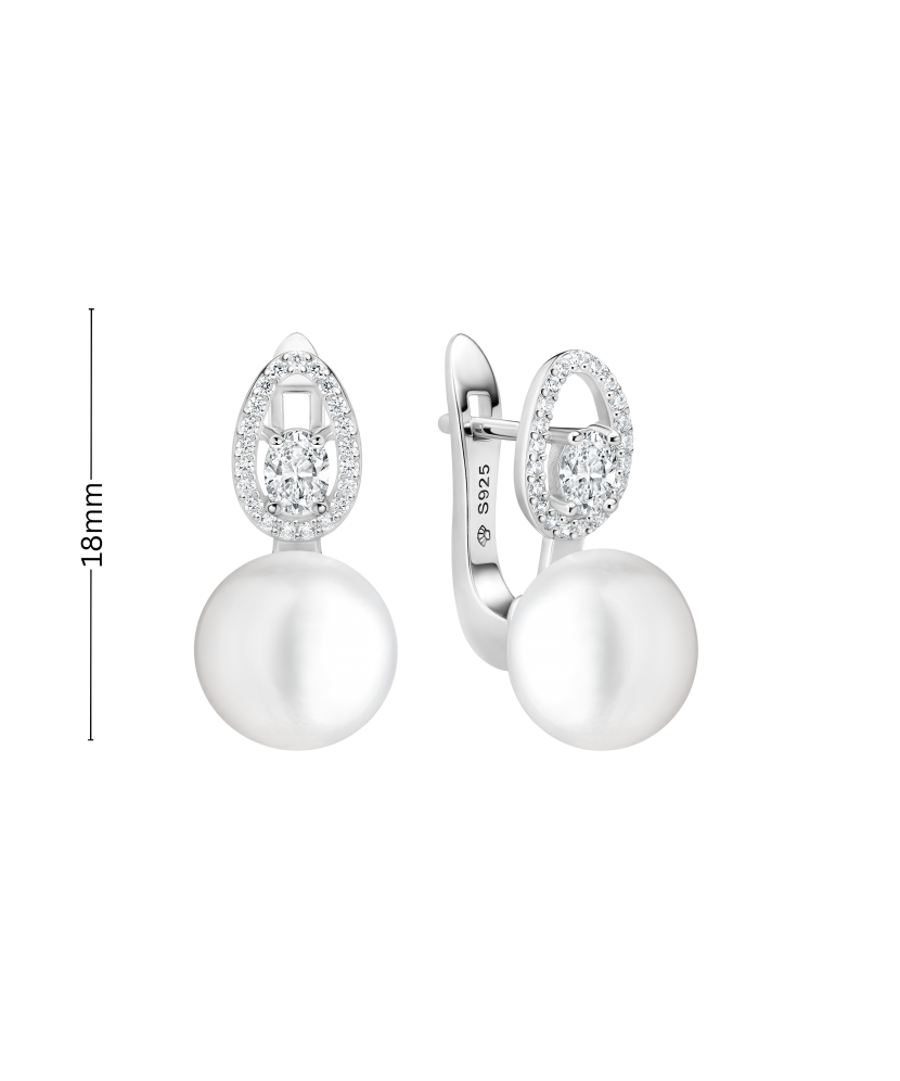 Sterling silver earrings with pearls and zircons