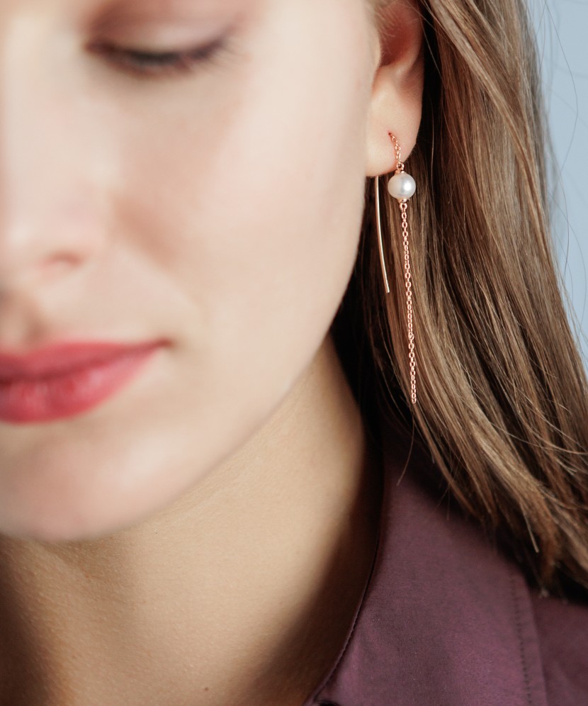 Позолоченные серьги из серебра с жемчугом