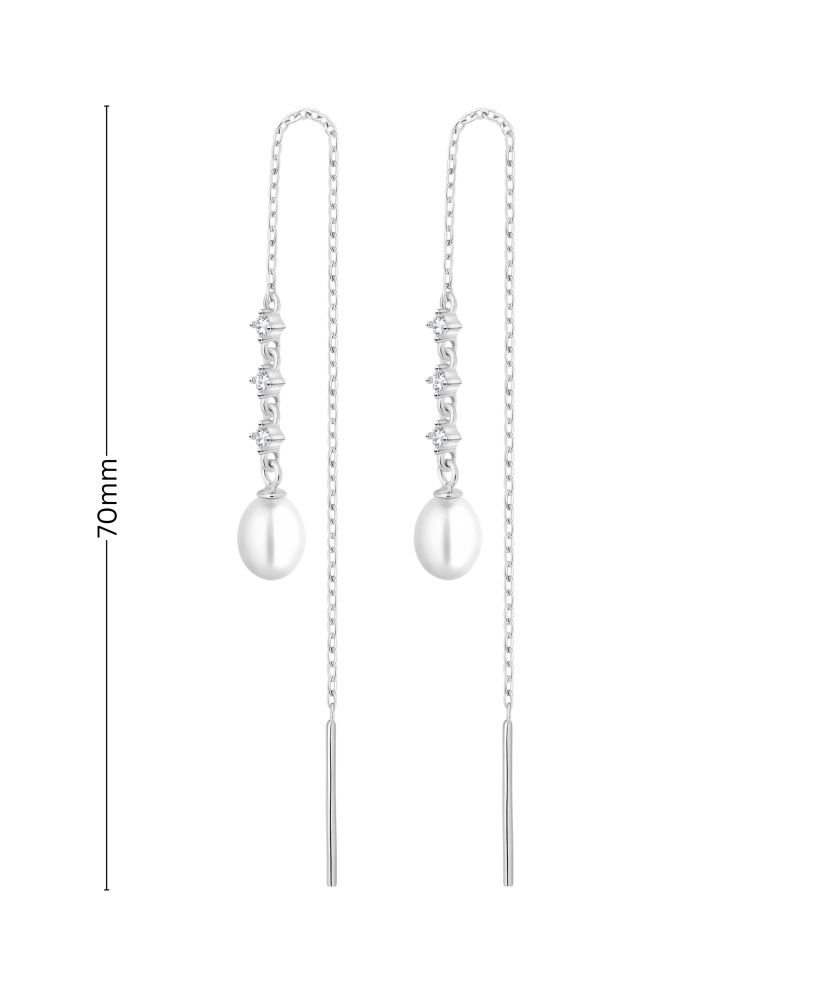 Sterling silver earrings with pearls and zircons