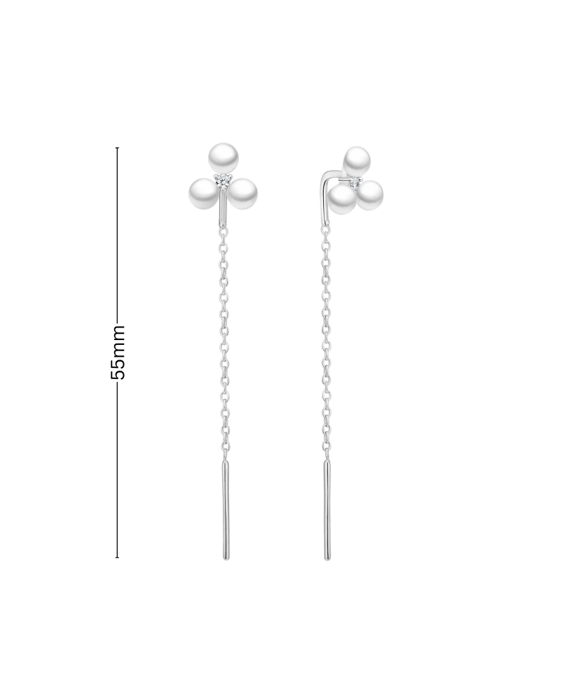Sterling silver earrings with pearls and zircons