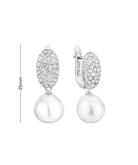 Sterling silver earrings with pearls and zircons