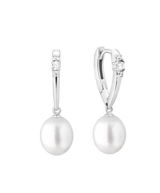 Sterling silver earrings with pearls and zircons