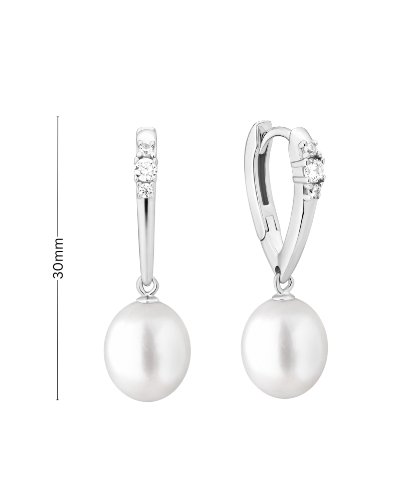 Серьги из серебра с жемчугом и цирконами