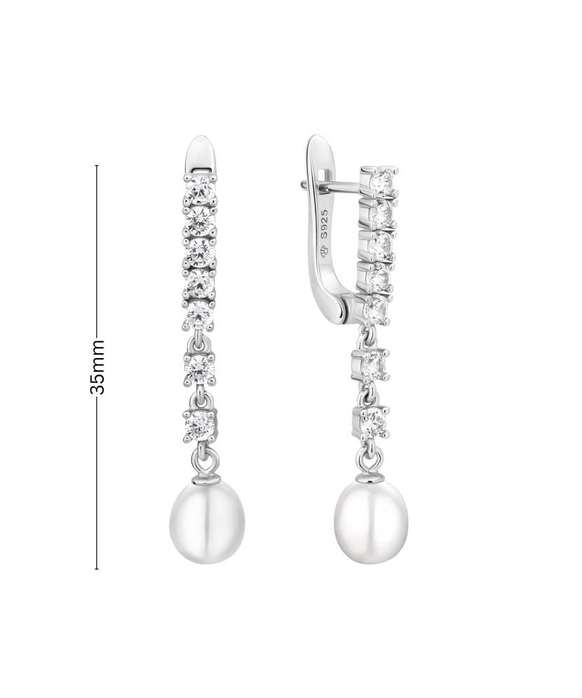 Sterling silver earrings with pearls and zircons