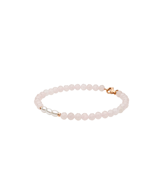 Bracelet with rose quartz and gold-plated silver