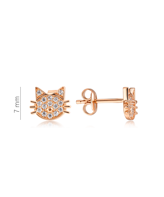 Gold earrings with zircons “Cat”