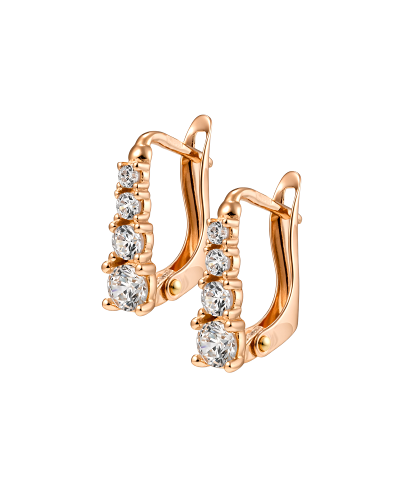 Gold earrings with zircons