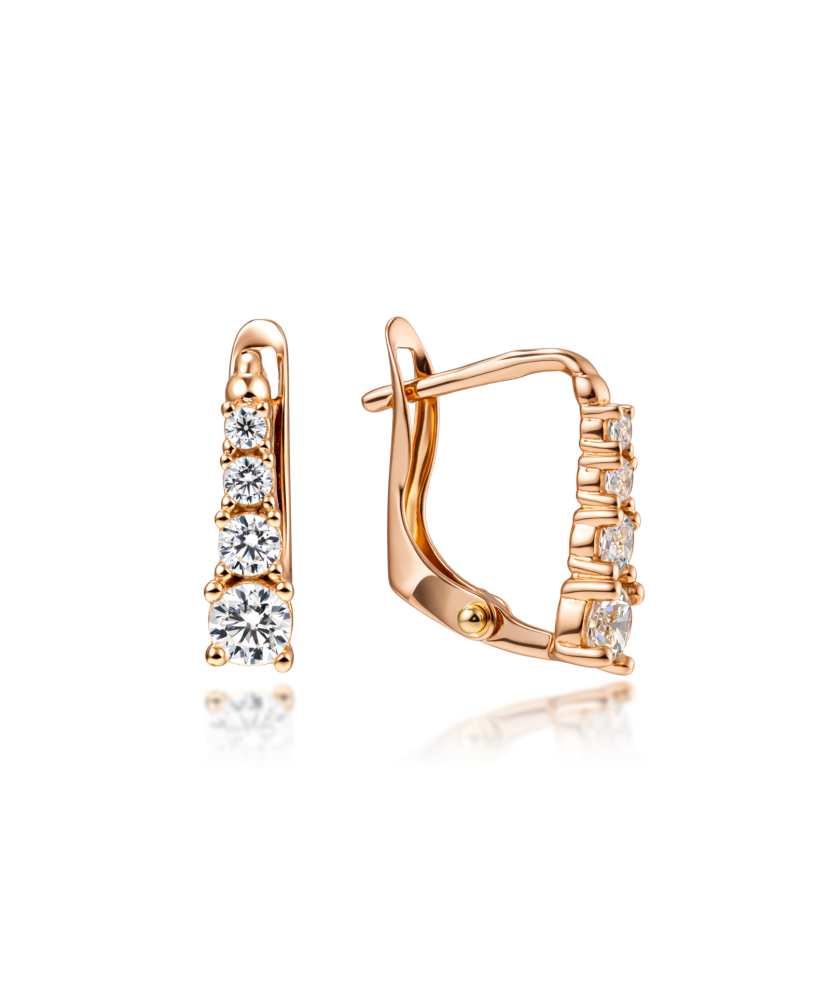 Gold earrings with zircons