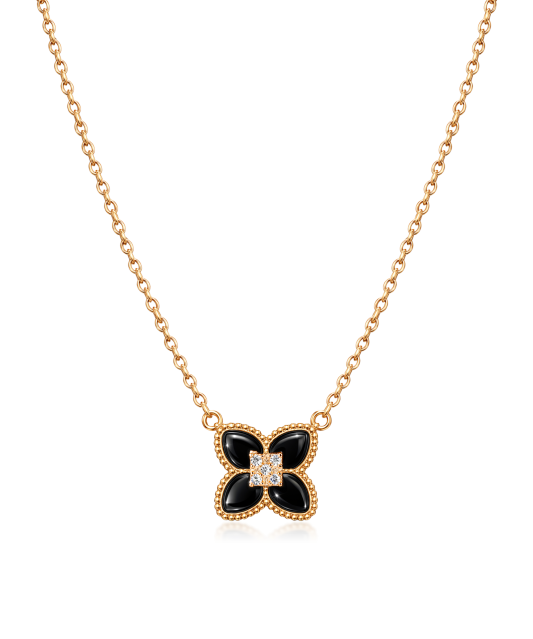 Gold chain with onyx pendant