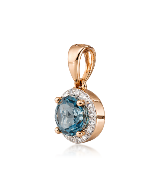Gold pendant with topaz and diamonds
