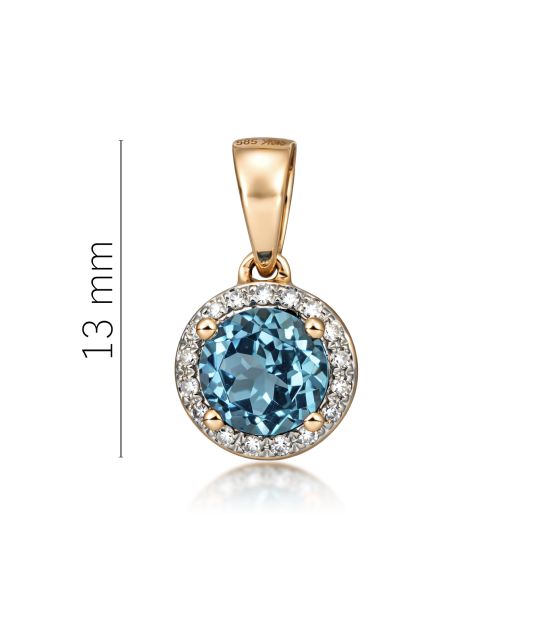 Gold pendant with topaz and diamonds