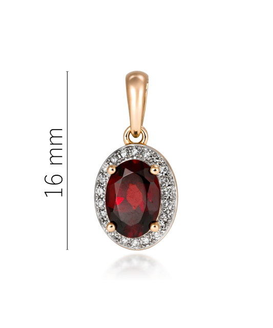 Gold pendant with garnet and diamonds