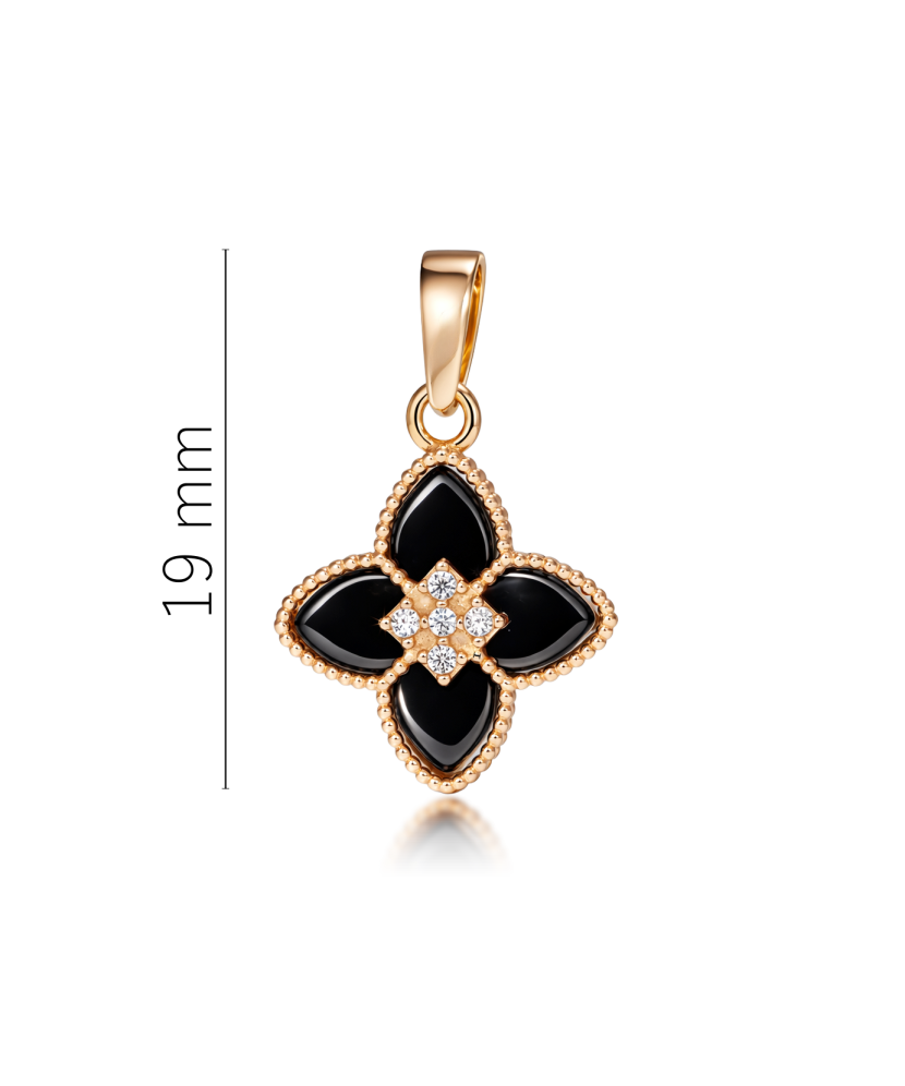 Золотой кулон с ониксом и цирконами