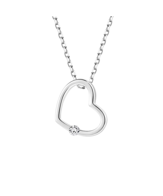 Sterling silver chain with zirconium pendant "heart"