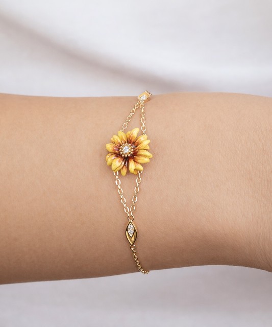 Gilded sterling Silver bracelet with enamel and zircons