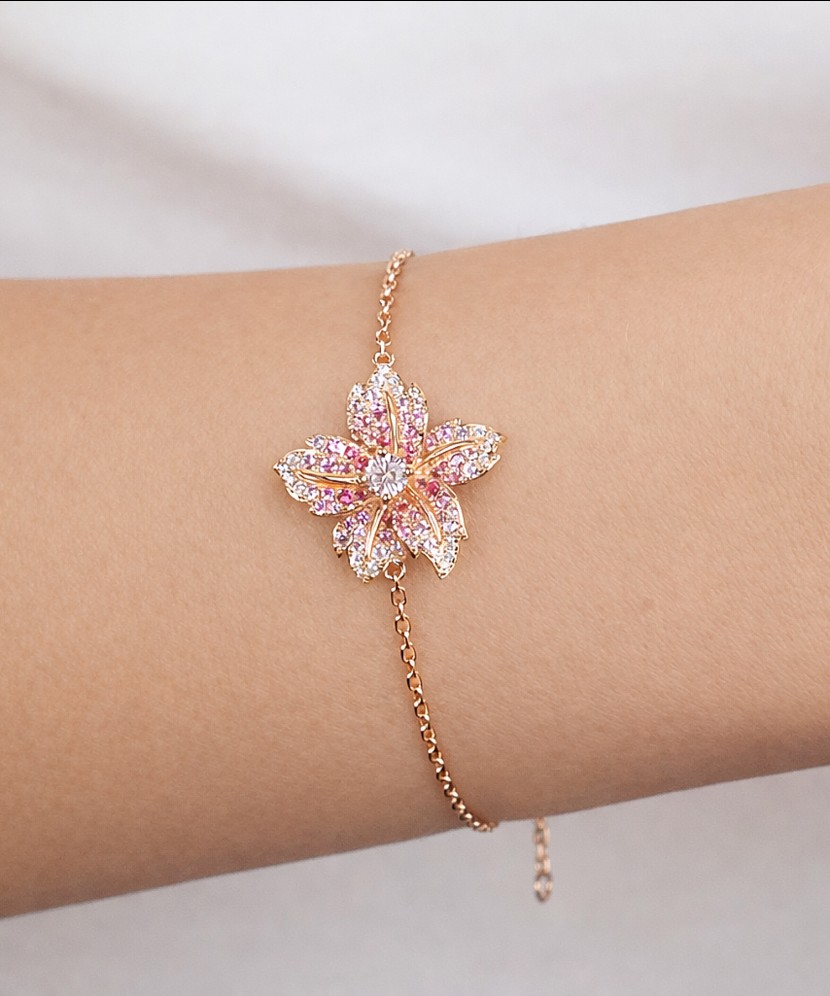 Gold plated sterling Silver bracelet with zircons