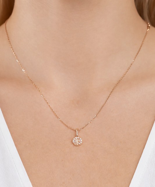 Золотой подвеска с цирконами "Древо жизни"