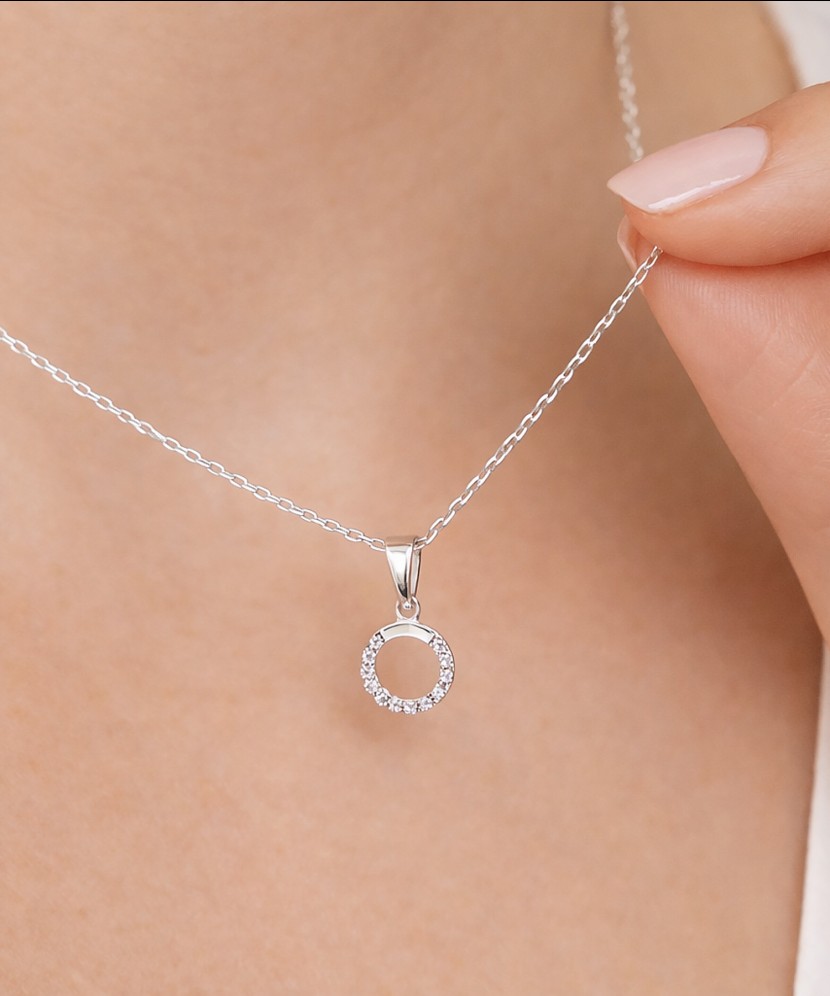 White gold pendant with zircons