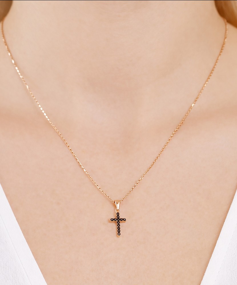 Gold pendant with zircons "cross"